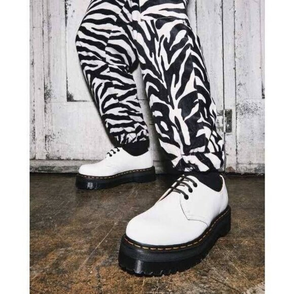 DR. MARTENS 1461 Quad Platform Shoe Oxford White Smooth Leather Womens US 5 EU36 - Picture 3 of 12